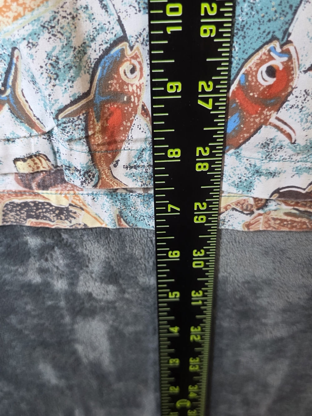 Vintage Kahala Hawaiin AOP Button-Up Shirt in Teal & Rust Fish Print Made In USA - Picture 6 of 8